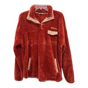 Simply Southern Top Womens XL Rust Orange Soft Sherpa‎ Pullover Sweater Jacket